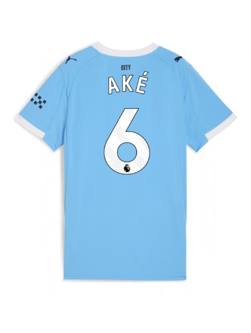 Zenske Futbalové oblečenie Manchester City Nathan Ake #6 2025-26 Krátky Rukáv - Domáci Zenske Futbalové oblečenie Manchester City Nathan Ake #6 2025-26 Krátky Rukáv - Domáci